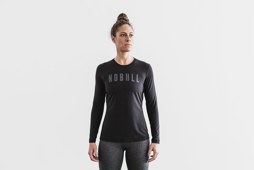 NOBULL Women's Long Sleeve Tee - Black - Ireland (7498JONQA)